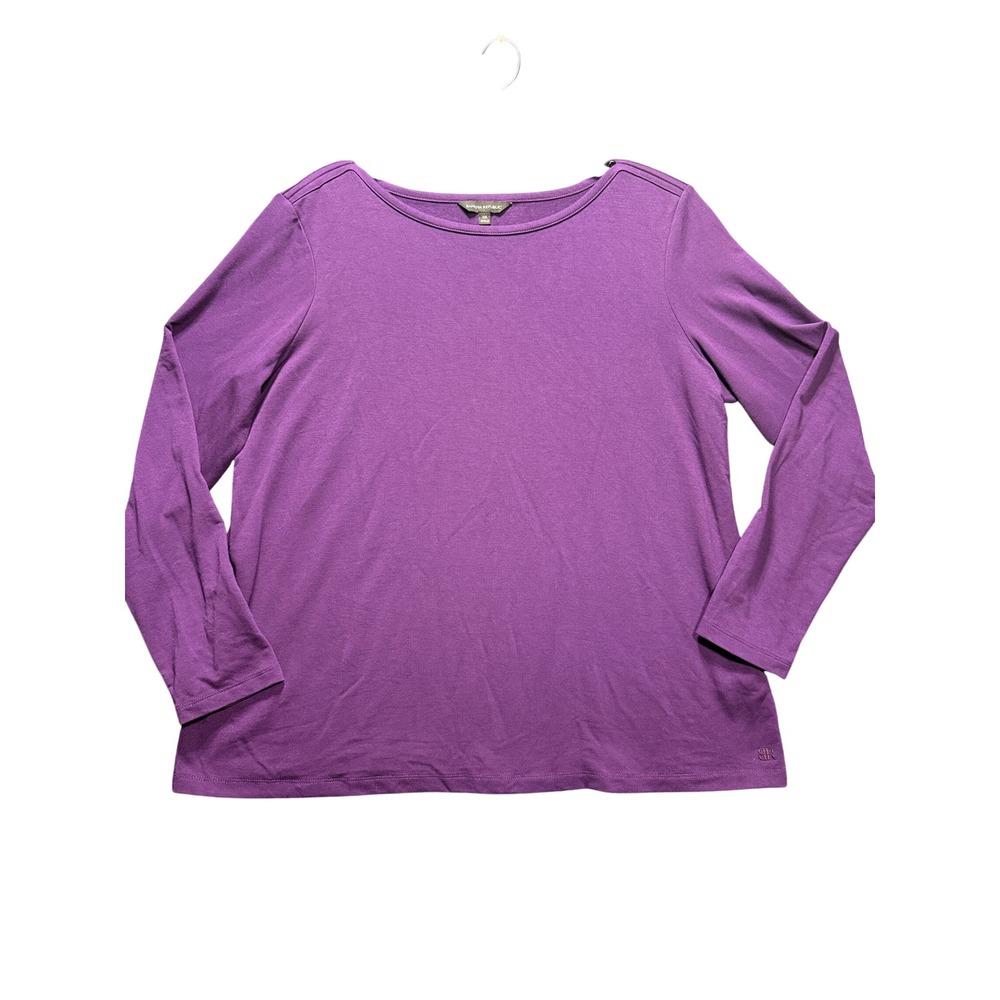 Banana Republic Long Sleeve Top Women XXL Purple Boat Neck Stretch 1797427